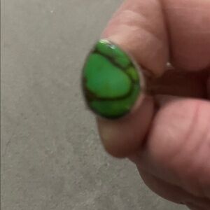 Green turquoise teardrop ring